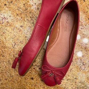 Coach red flat pumps minor use. Without box